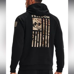 Under Armour Mens Black Freedom Flag Hoodie Sweat Shirt Size XXL
